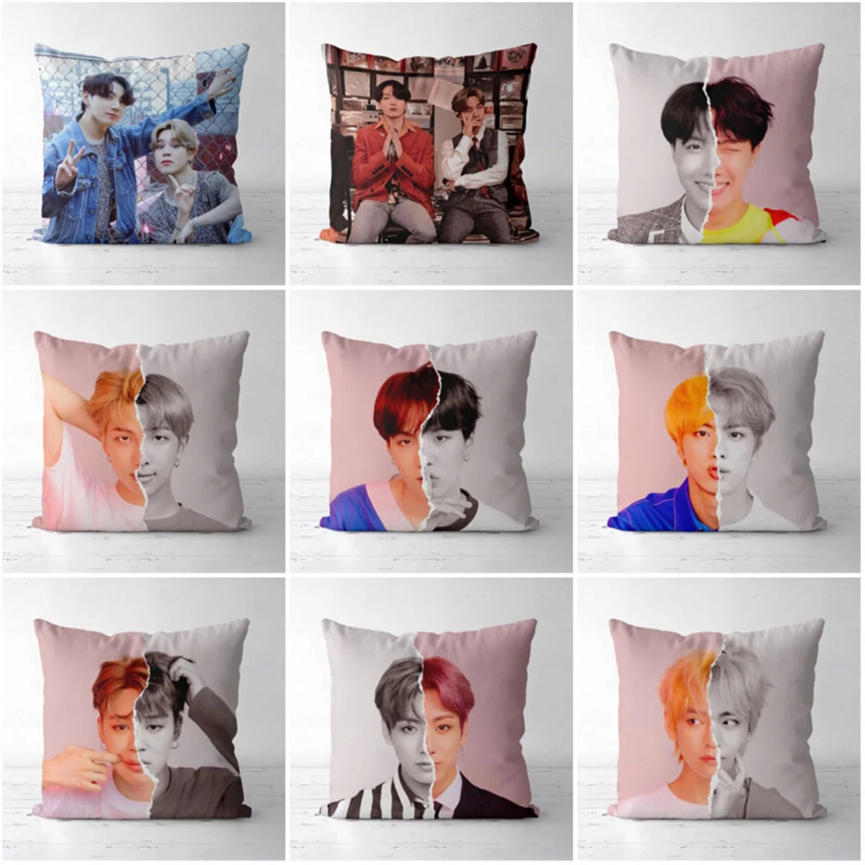 RULDGEE Kpop Custom Throw Flax Cushion Pillow Cover Printed Linen Square Home  Decorative Pillowcase for Art Bedroom Living Room