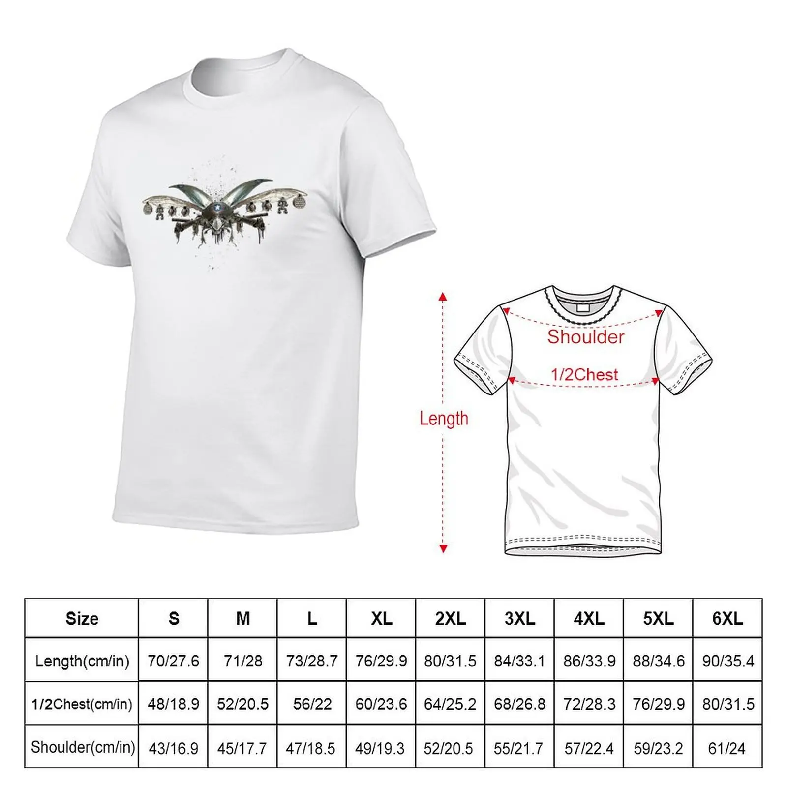 Bomber Wings White (PCD1879) T-Shirt t shirts for man graphic funny t shirts for man cotton t shirts cotton 100% T-shirt