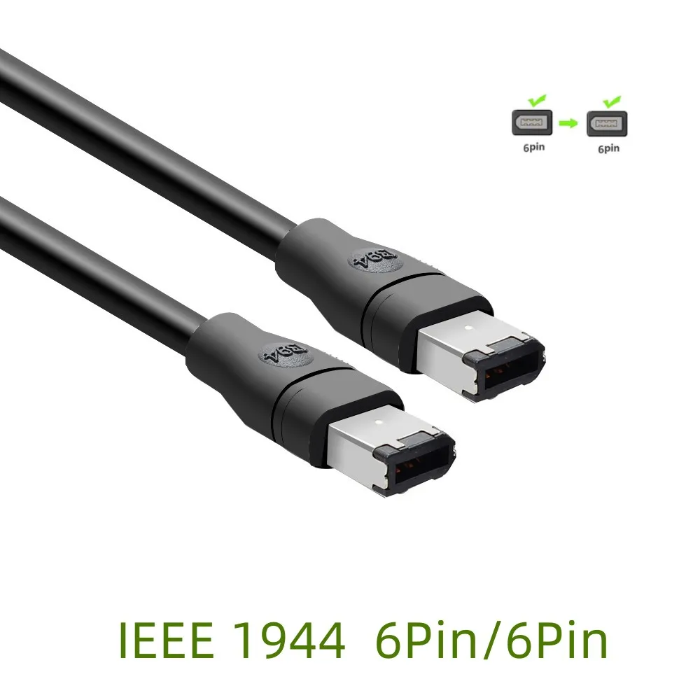 

1pcs 1.8m 3m 5m IEEE1394A Data Cable IEEE 1394 6Pin to 6Pin Industrial Camera Cable Firewire 800 Mbps 1.8M