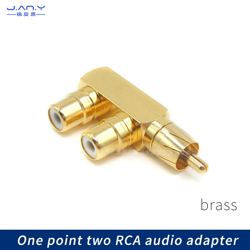 

1 шт. позолоченный RCA lotus из чистой меди одноточечный два аудио трехсторонний AV аудио адаптер один штекер и два гнезда 90 градусов