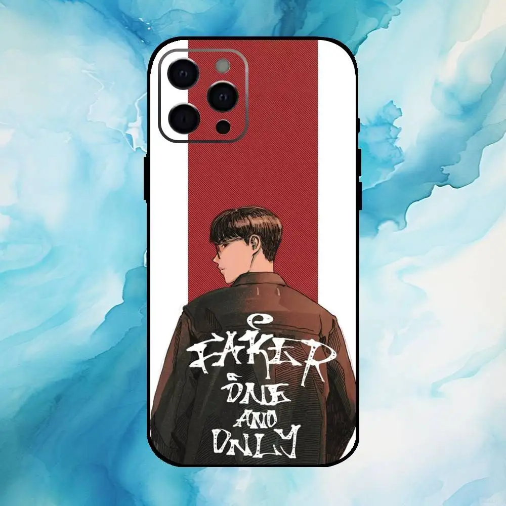 Funda de teléfono SKT T1 Faker L-LOL para iPhone17,16,15,14,13,12,11 Plus,Pro Max, funda negra suave