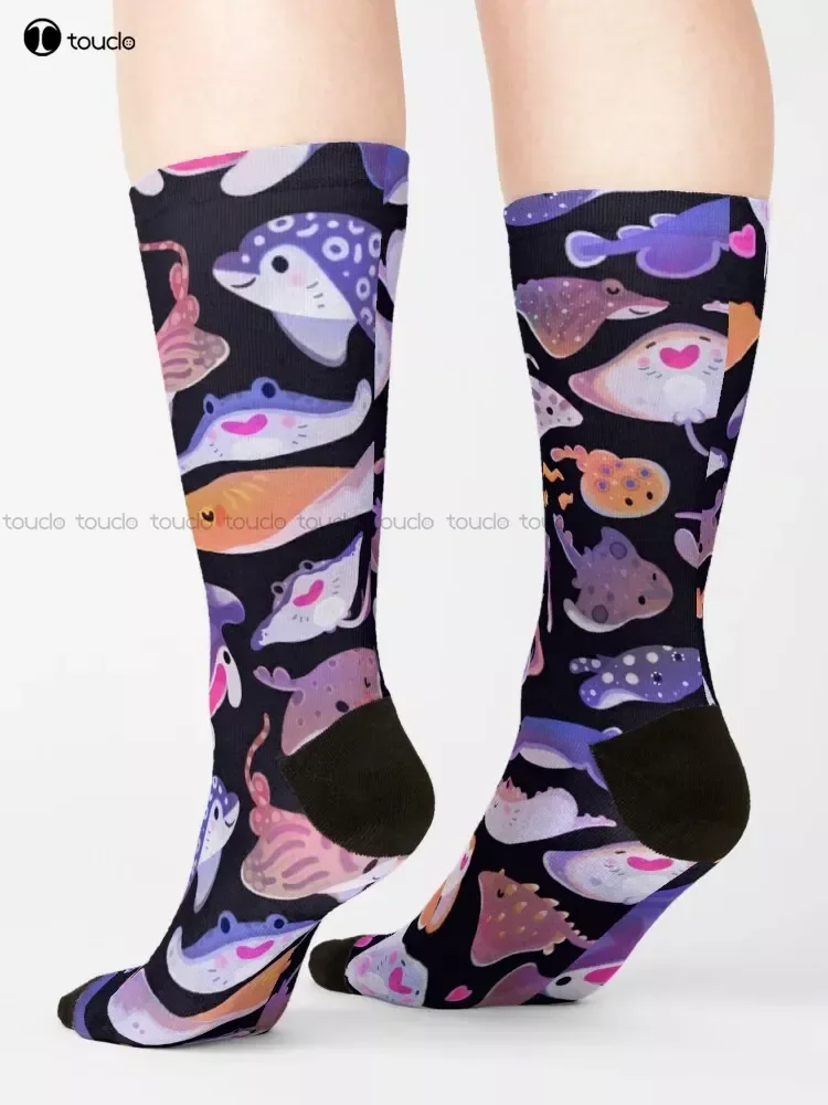 Ray Day 1 Pikaole, Ray, Fish, Marine Life, Ocean, Stingray Socks Personalized Custom Unisex Adult Teen Youth Socks Custom Gift