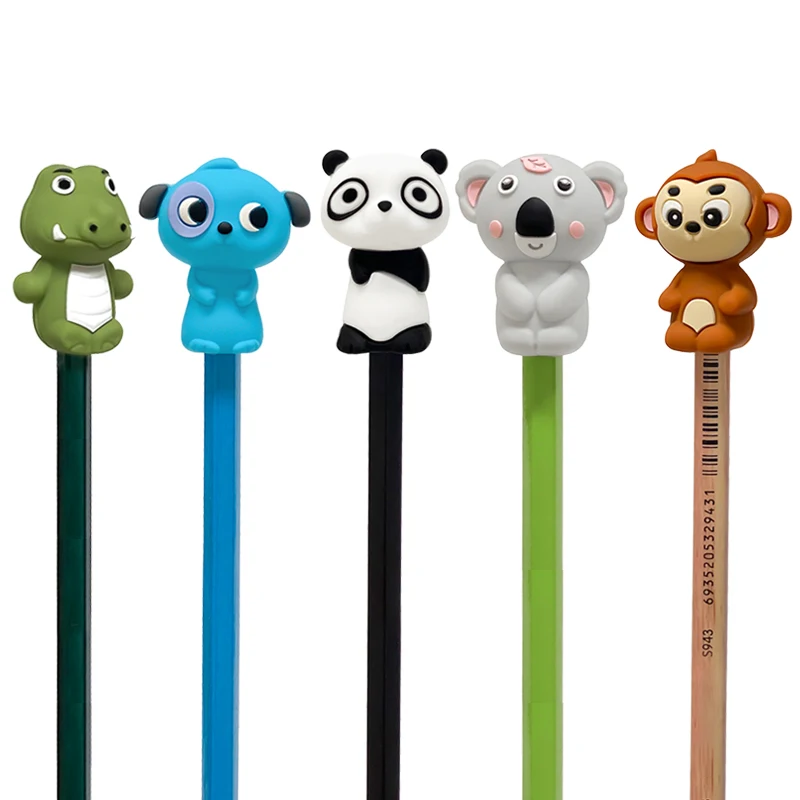 1pcs Silicone Panda Monkey Pencil Caps for Stress Relief Prevent Finger Biting Suitable for Autism And ADHD Chewable Silicone