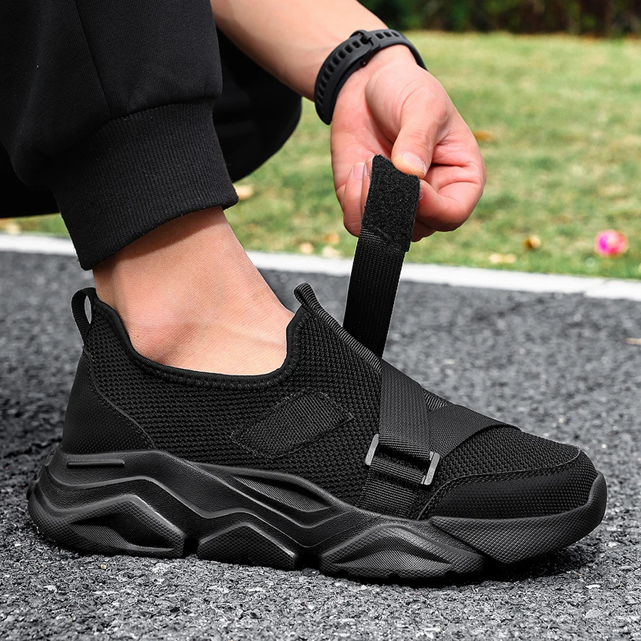 

Мужские повседневные кроссовки, мягкие и удобные мужские сетчатые туфли на липучках, прогулочная обувь для молодежи, уличная противоскользящая модная спортивная обувь