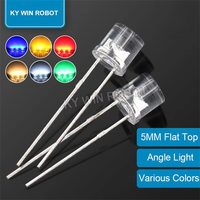 100pcs 5mm Flat Top White Red Yellow Blue Green Assorted Kit Lamp Diode LED Ultra Bright Bulbs Emitting Diodes F5 5 mm DIY Light