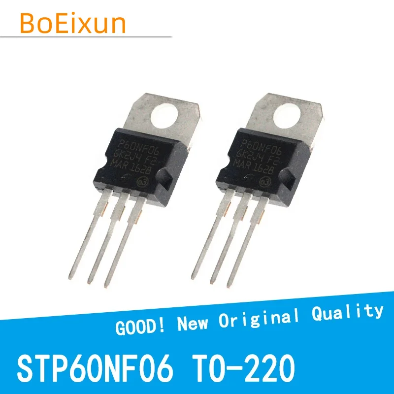 10PCS/LOT STP60NF06 P60NF06 60A 60V 60N06 60NF06 TO-220 TO220 Transistor MOSFET New Original Good Quality Chipset