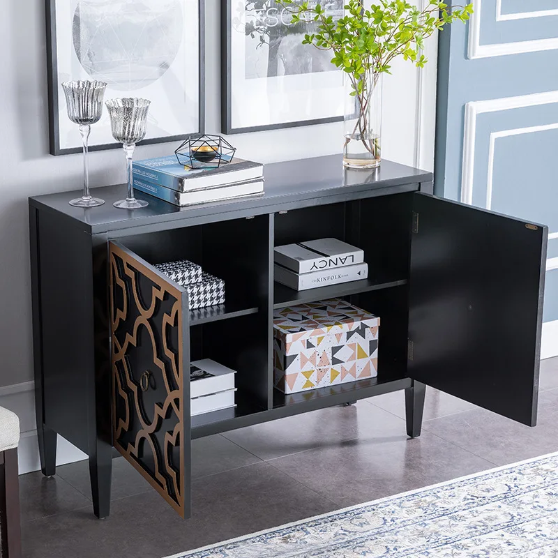 Light luxury solid wood decorative cabinet European living room storage side cabinet foyer floor