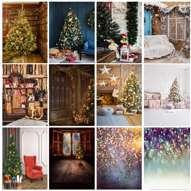 

SHENGYONGBAO Christmas Backgrounds For Photography Winter Snow Gift Baby Newborn Portrait Photo Backdrop Photocall 210315STY-02