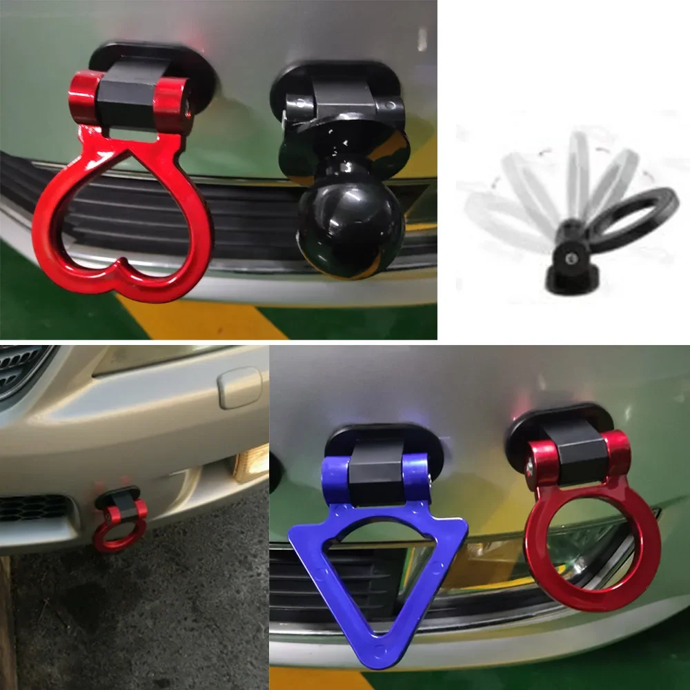 Multi-colored Car Trailer Hooks Sticker Decoration Car Rear Front Affix Trailer Racing Ring Vehicle Towing Hook With Wrenches