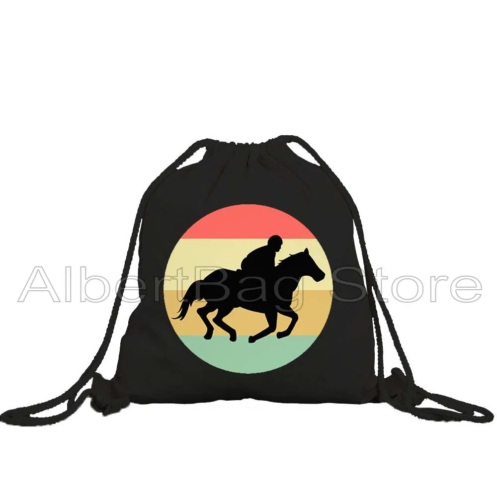 A Girl Who Loved Horses Funny Horse Racing Equestrian Riding Cute Gifts Horse Girl Drawstring Bags Soccer Backpack Gym Sackpack view 4
