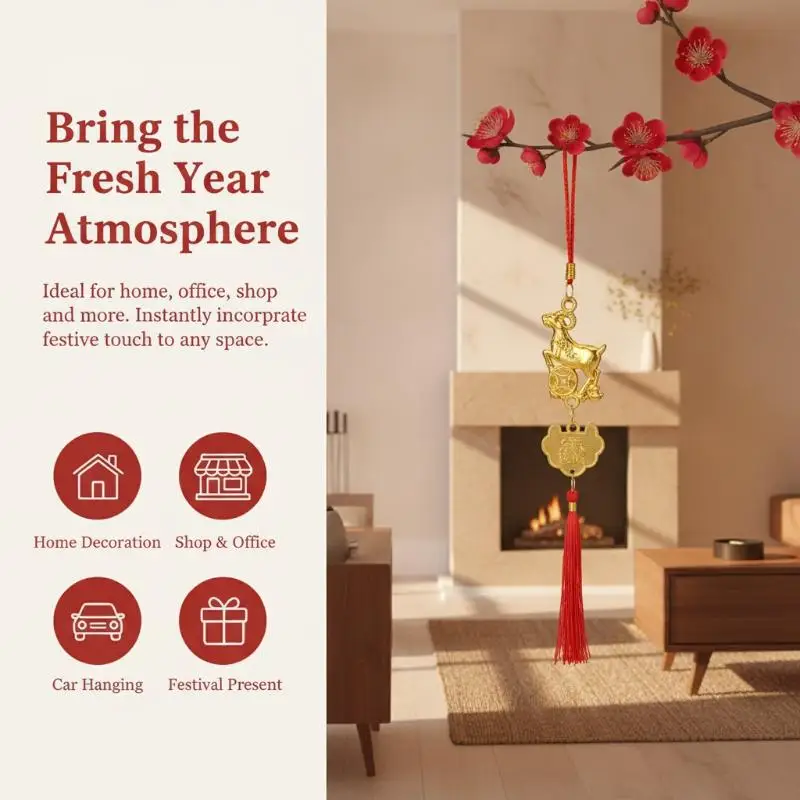Year Of The Sheep Hanging Mascot With Red Cord Weaving Zodiac Goat Ornaments Chinese Style Good Luck New Year Decorations