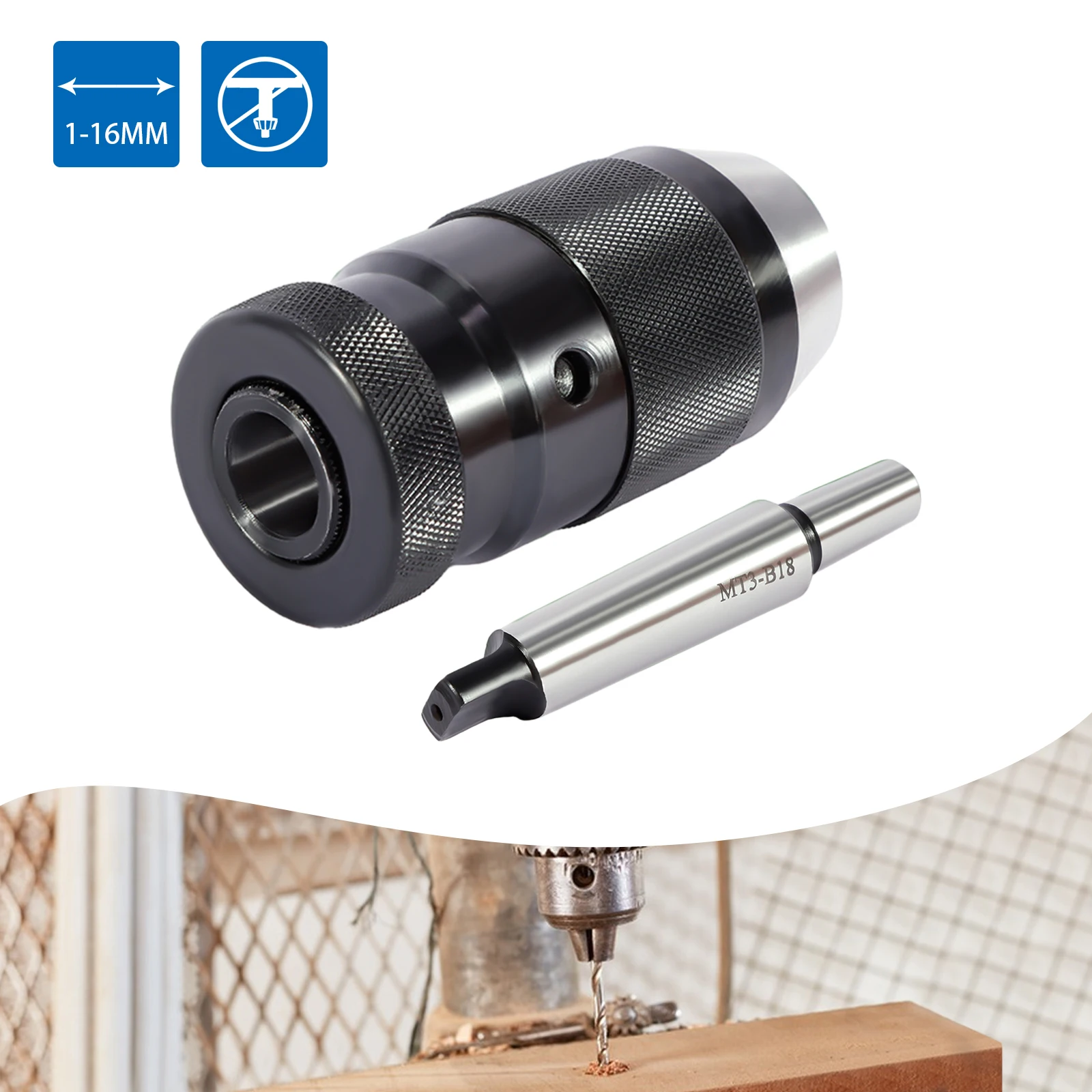 ظرف المثقاب، مجموعة كوليت، ظرف، MT3-B18 ذاتي الشد، ملحقات المخرطة 1-16 مم، مخرج عزم دوران عالي لآلة الطحن CNC #6