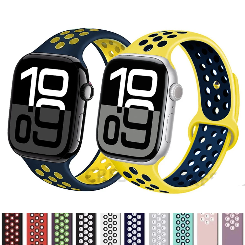 Для Apple Watch 10 ремешок 46 мм 45 мм 44 мм 42 мм 49 мм 41 мм силиконовый спортивный браслет correa iWatch Series 8 SE 9 7 6 5 4 Ultra 2 ремешок