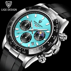 LIGE 2024 Top Brand Luxury New Man Watch Quartz Men Watches Waterproof Luminous Watch for Men Date Chronograph Sport Wristwatch