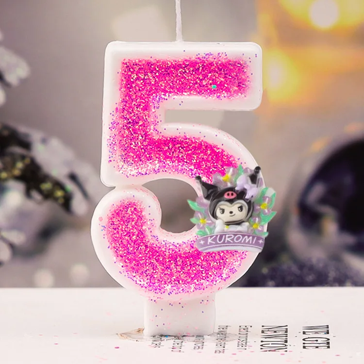 Wreath Cute Kuromi Birthday Party Atmosphere Candle Insertion Creative Dessert Stand Signature Cartoon Cake Number