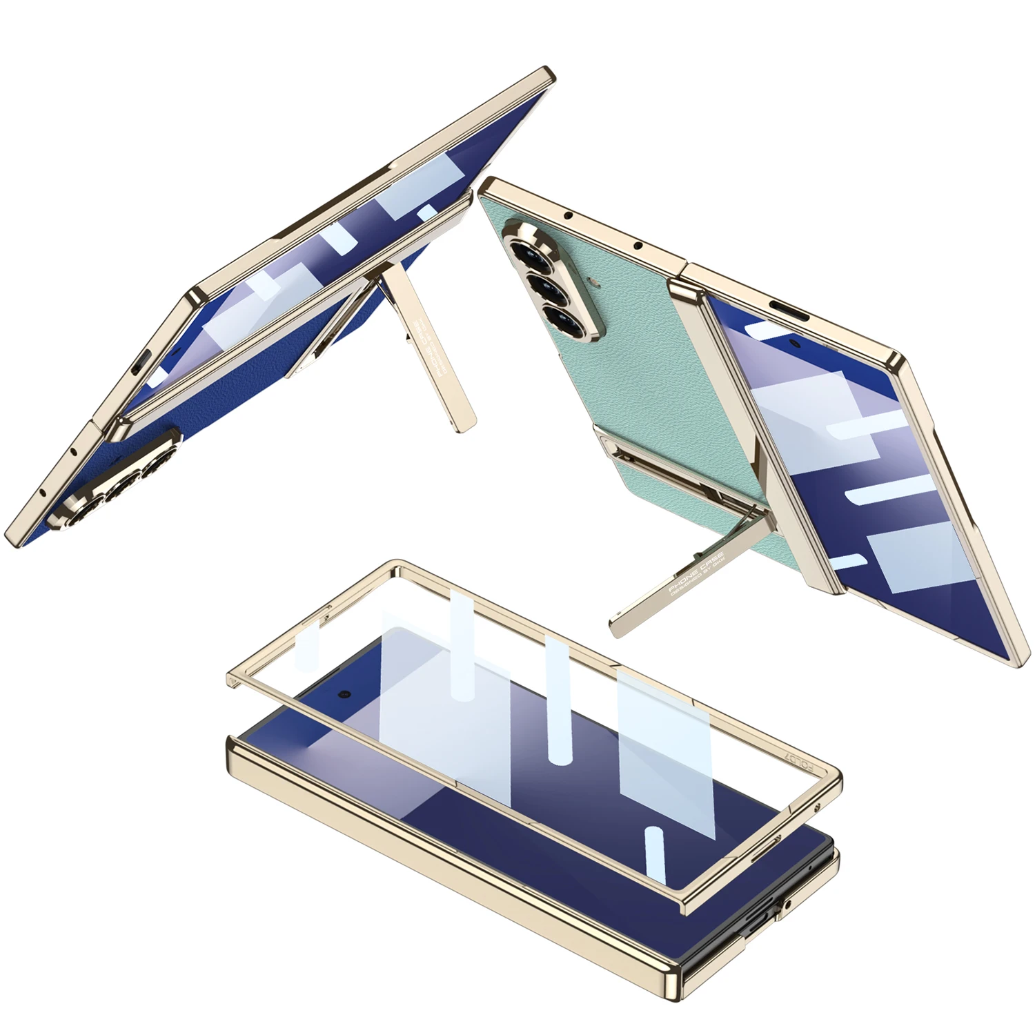 Magnetyczne etui z zawiasem i skórzanym uchwytem do Samsunga Galaxy Z Fold 7, z ramką ochronną na przedni ekran ze szkła hartowanego do Galaxy Z Fold7. — zdjęcie produktu 6