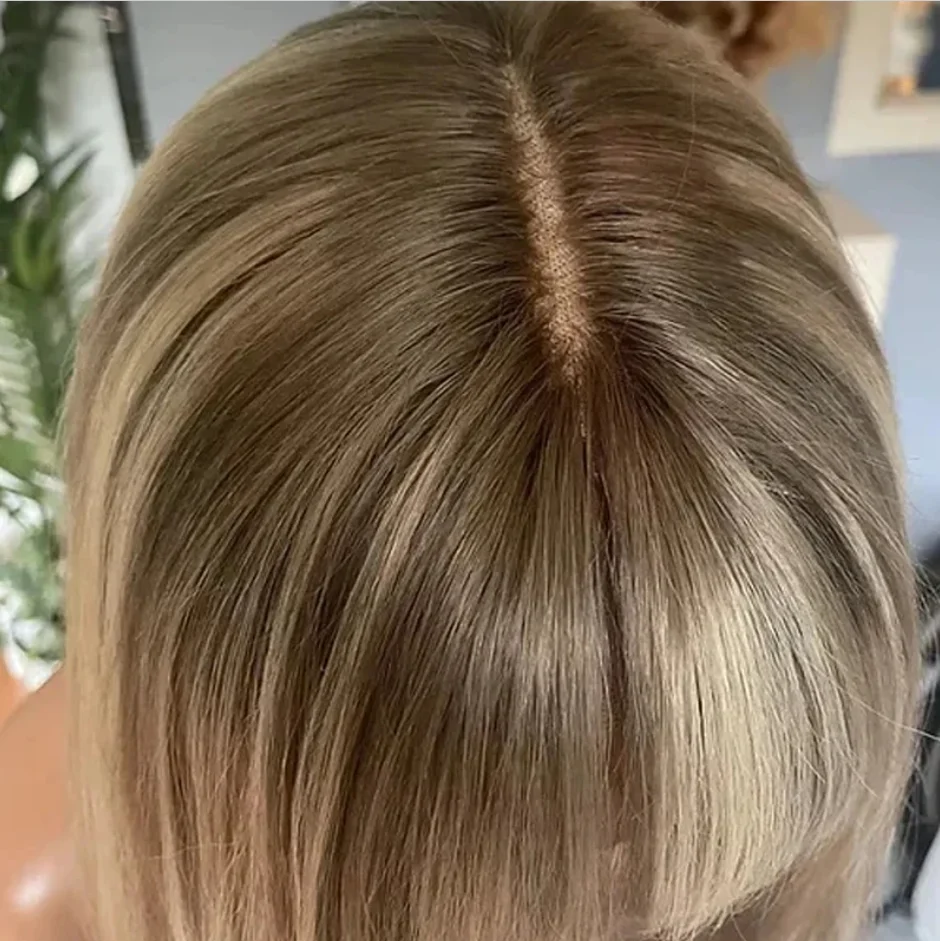 

Blonde Brown Highlight Hairline Middle Part Wig Beautiful Rooted Brown Ash Blonde Mix Lace Front Wig Synthetic Lace front wig