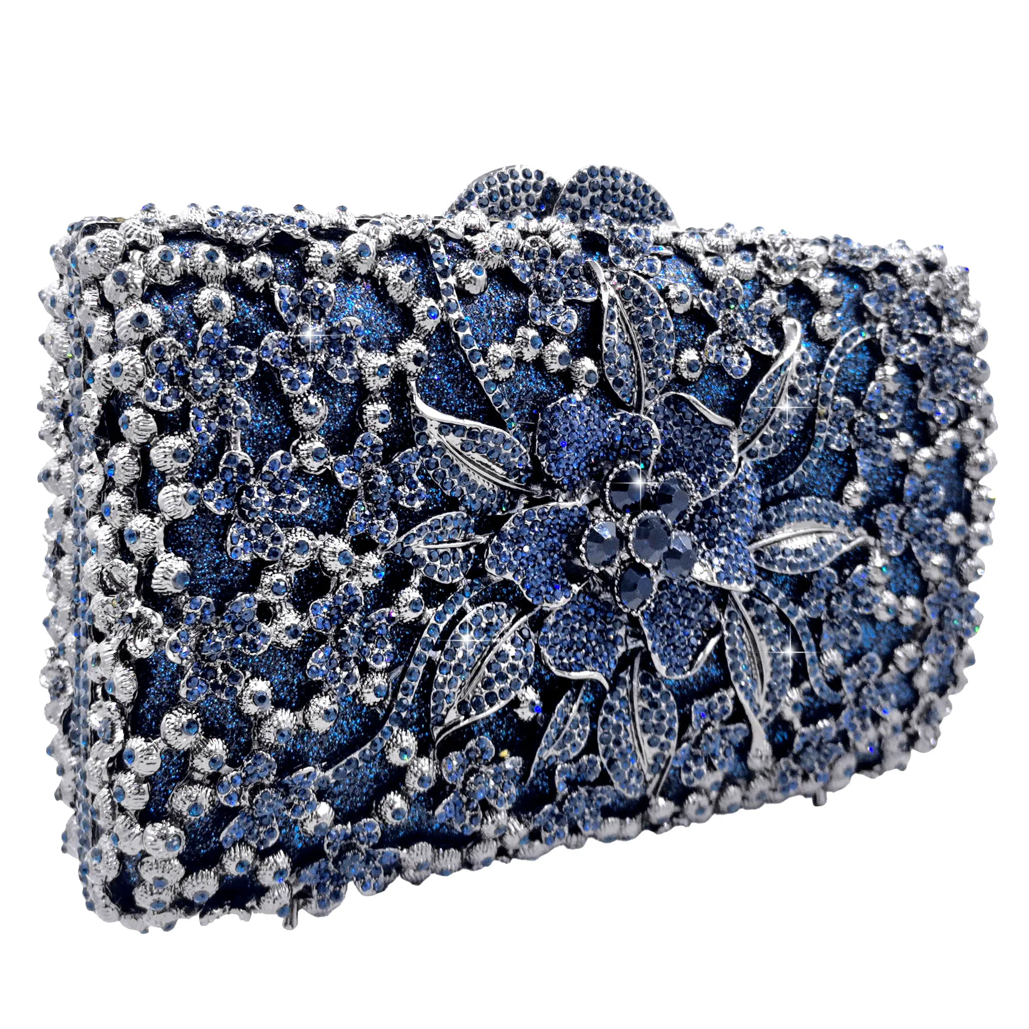 Boutique de FGG Fuchsia Strass-Clutch-Taschen für Damen, formelle Kristall-Clutch-Tasche für Hochzeiten, Abendhandtaschen aus Metall – Detail 14
