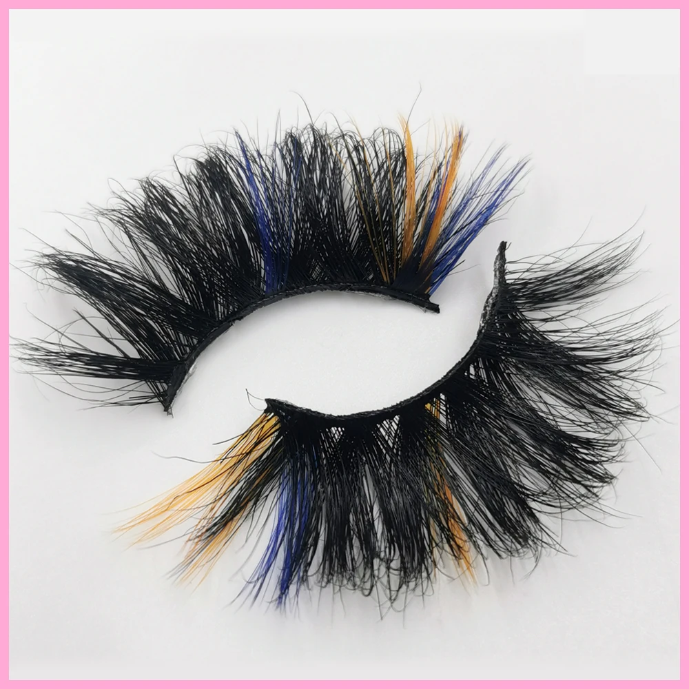 Pluizige 25Mm Mink Wimpers Gekleurde Wimpers Roze Wit Rood Blauw 5D Kleur Mink Natuurlijke Wimpers Benodigdheden Make Gereedschap