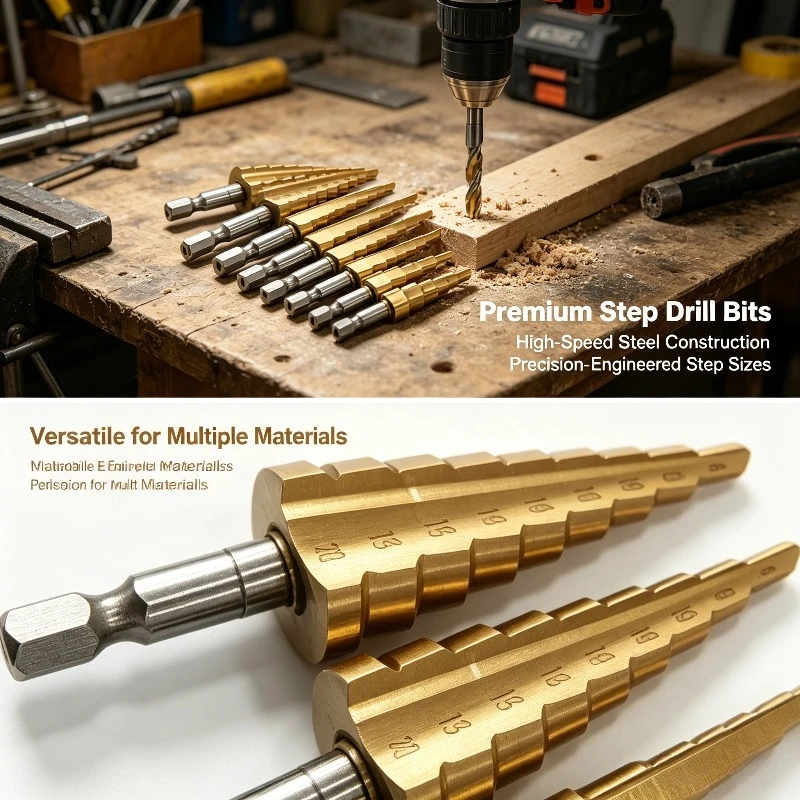 6-Piece Tapered Step Drill Set for Metal, Wood, PVC & Acrylic – Ideal for Home DIY, Handmade Projects & Light Repair Work