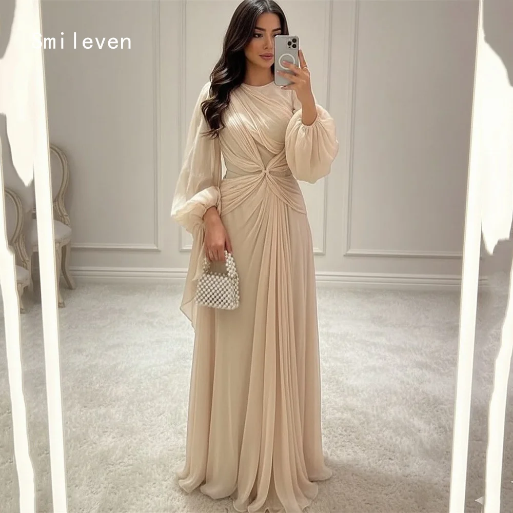 

Smileven Luxury Shining A Line Evening Dress Scoop Elegant Formal Prom Dresses Pleat فستان سهرة Party Gowns Customized 2026