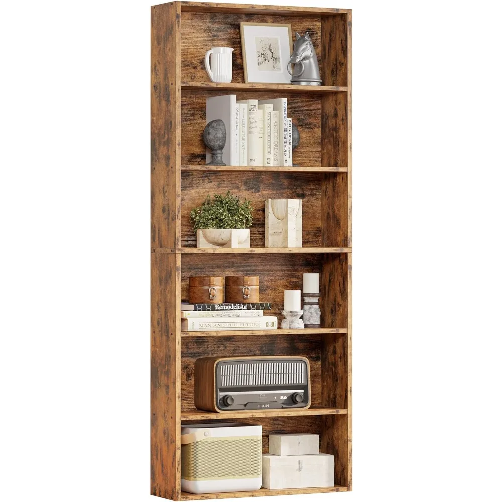 

Industrial Bookshelves and Bookcases Floor Standing 6 Shelf Display Storage Shelves 70 in Tall Bookcase Home Decor Furniture