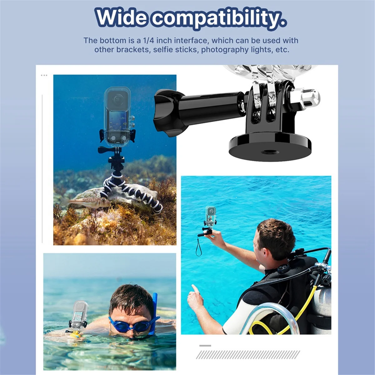 AT08 جديد ل X3 حافظة مضادة للماء ملحقات كاميرا الحركة حافظة غوص 50 متر حافظة واقية للكاميرا البانورامية