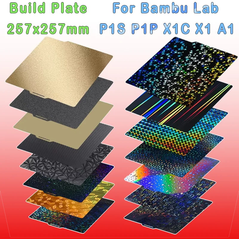 257x257 Plate For Bambulab Build Plate P1s Spring Steel Sheet Pei Sheet Build Plate P1s Bamboo Lab Bambulabs X1 Carbon X1 A1