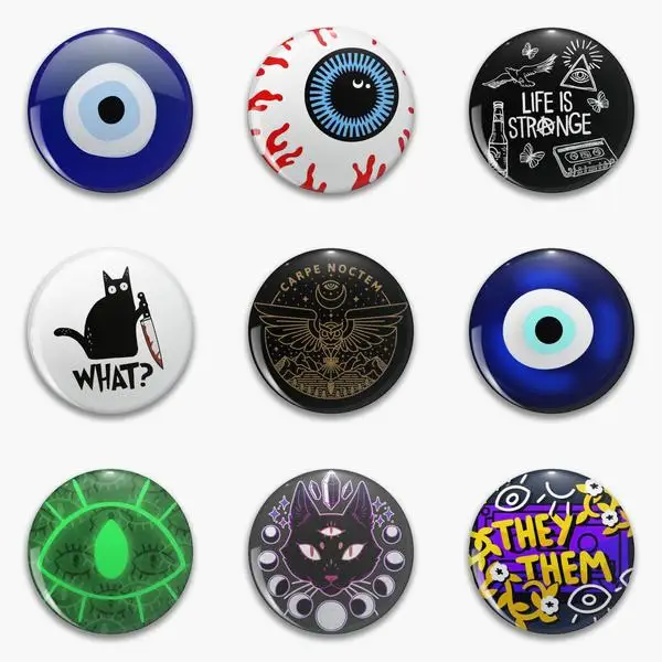 Eye Mediterranean Evil Protection Eyeball Chloe Kit Cat What Black Soft Button Pin Customizable Hat Cartoon Metal Brooch Badge