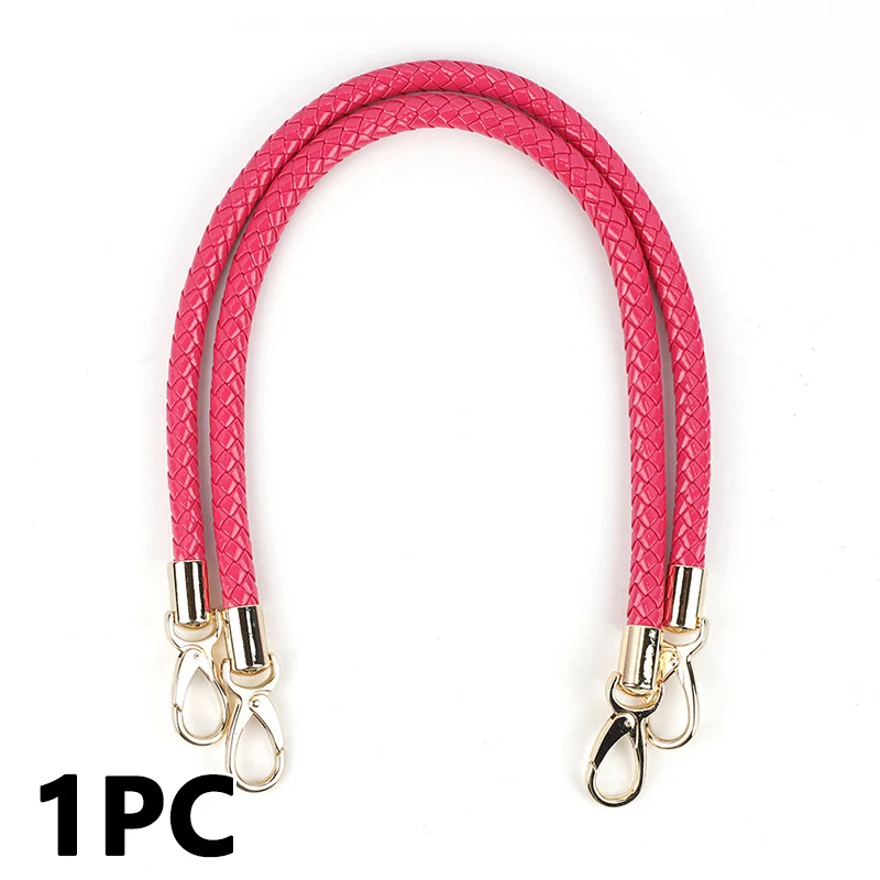 60cm Solid Colors PU Leather Braided Bag Handles Shoulder Rope With Hook Buckle Handmade Universal Casual Replace Strap