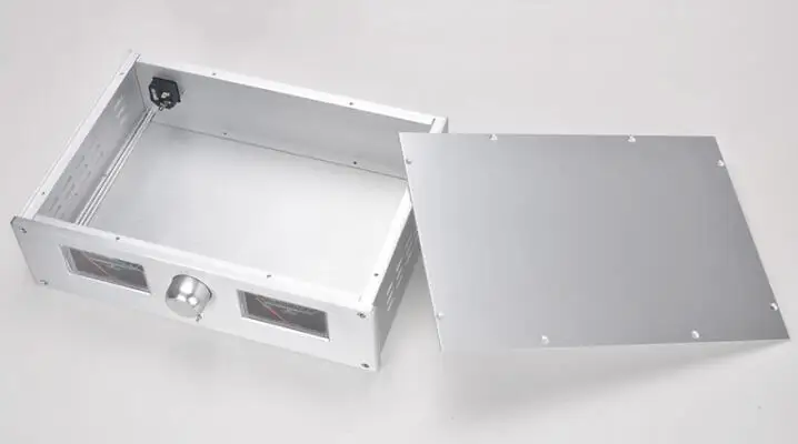 3610 أنبوب preamp الهيكل كامل الألومنيوم مكبر للصوت مربع الرجعية نمط الضميمة مع VU متر