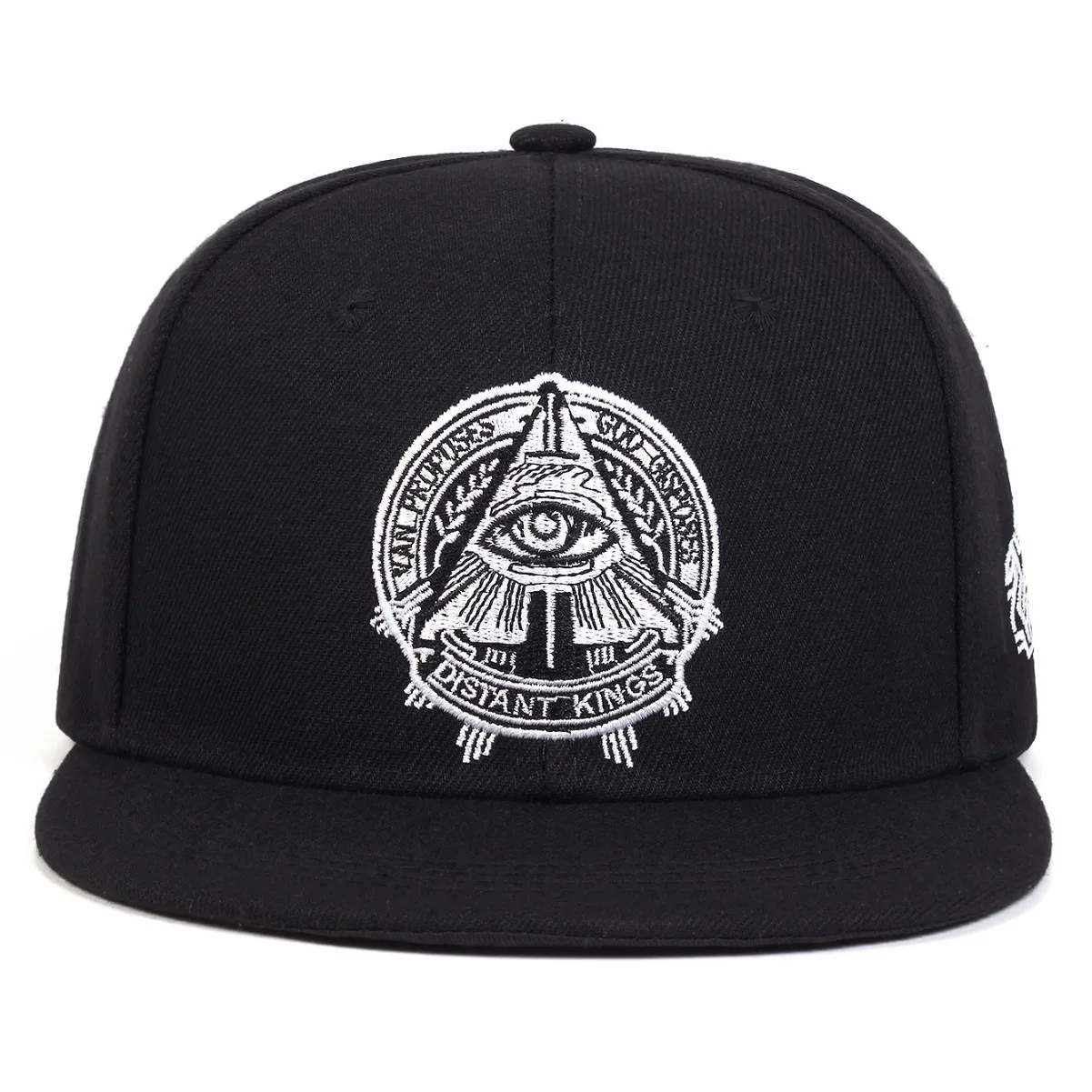 Unisex All-Seeing Eye Embroidered Snapback Hat Black Hip Hop Flat Brim Baseball Cap for Men Women Streetwear Casual Sun Hats