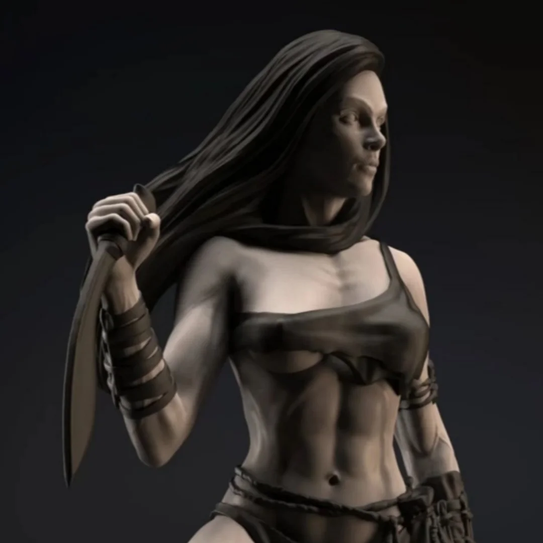 Resin Model Figure, 1/24 Scale Nepalese Curved Knife Female Assassin, GK, Unassembled and Unpainted Kit, 3D DIY Toy