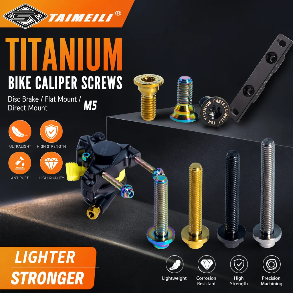 TAIMEILI GR5 Titanium Alloy Flat Mount Brake Caliper Bolts Bicycle Abalone Direct Mount Screws Road Bike Hydraulic Brake 