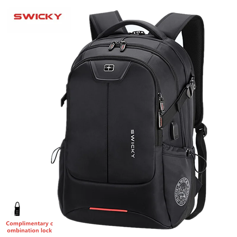 SWICKY-Bolsa Multifuncional de Grande Capacidade para Homens e Mulheres, Carregamento USB, Impermeável, Anti-Roubo, Mochila Laptop, Mala de Viagem