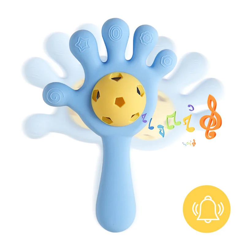 

Baby Rattle Toys Hand Shape Teethers BPA Free Silicone Teething Toy Soothe Sore Gums Sucking Chew Toys Babies Accessories Gift