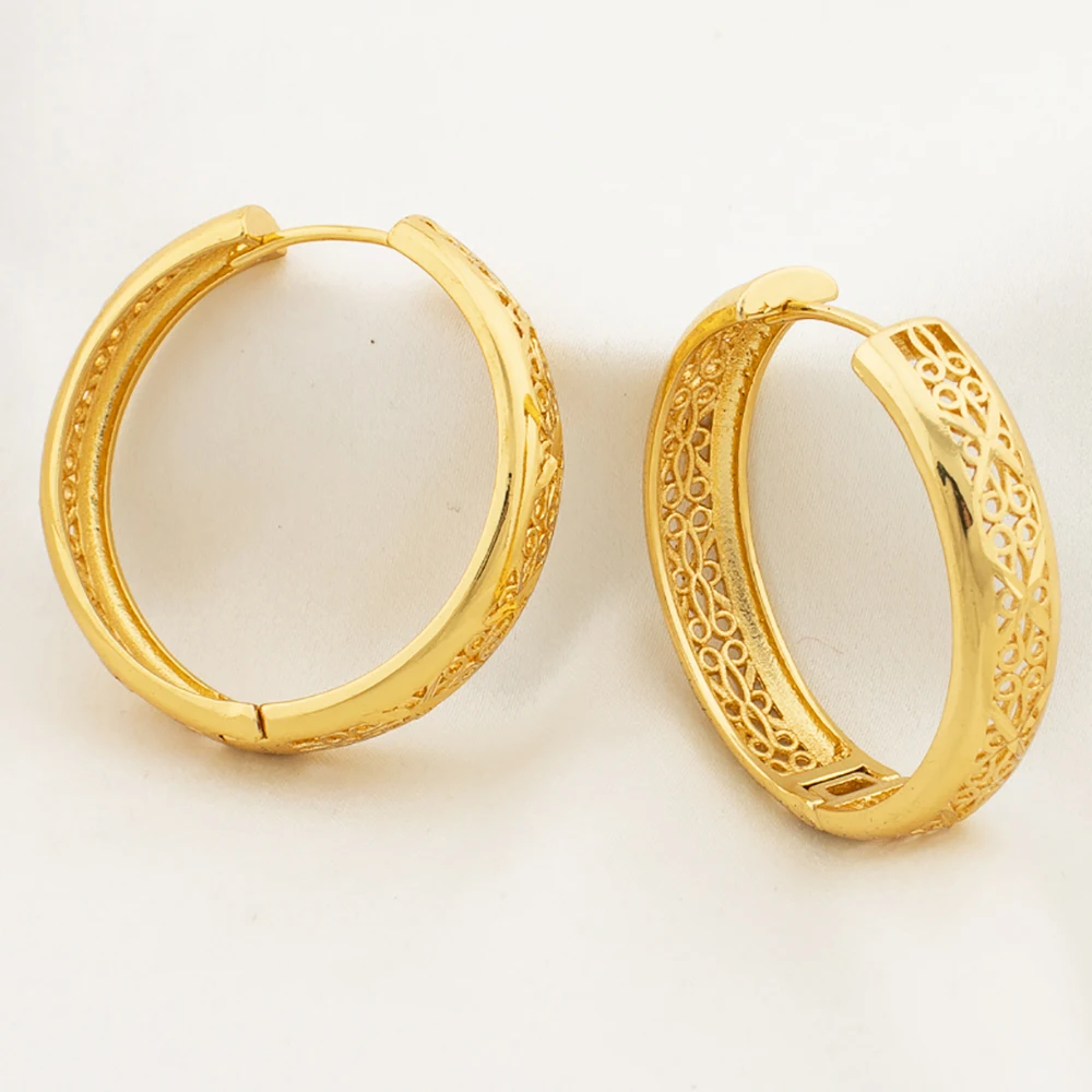 40mm Circle Hoop Earrings 18K Gold Color Jewelry for Women Large Round Brass Twisted Earring Daily Wear Jewelry Accessories