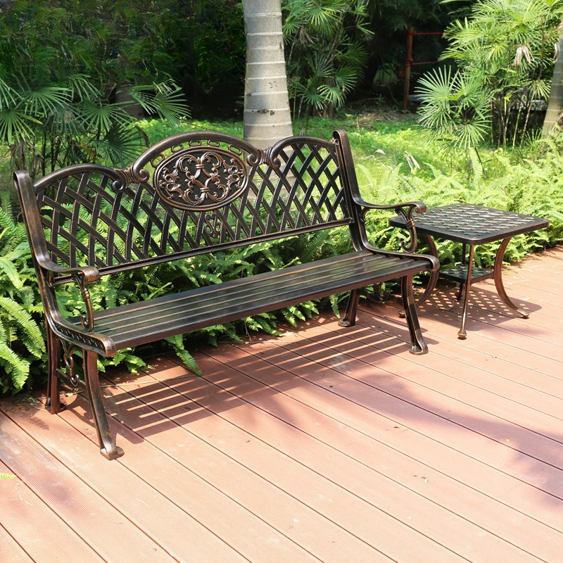 Park Chair Outdoor Bench Garden Scenic Area Leisure Bench Garden Garden Cast Aluminum Anticorrosive Square Bench