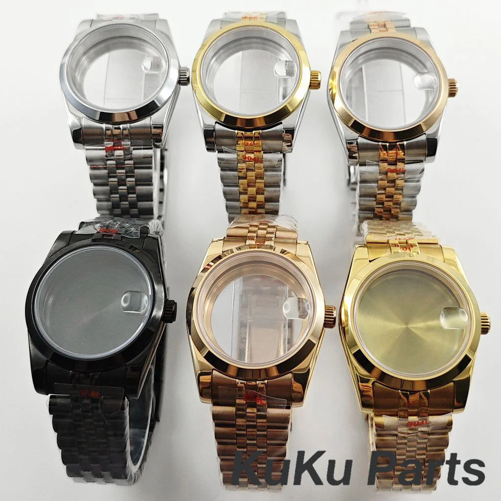 NH35 Saphirglas Uhrengehäuse 36mm/40mm Edelstahl Jubilee Armband NH34 NH35 NH38 NH36 NH38 Uhrwerk 28,5mm Zifferblatt Teil