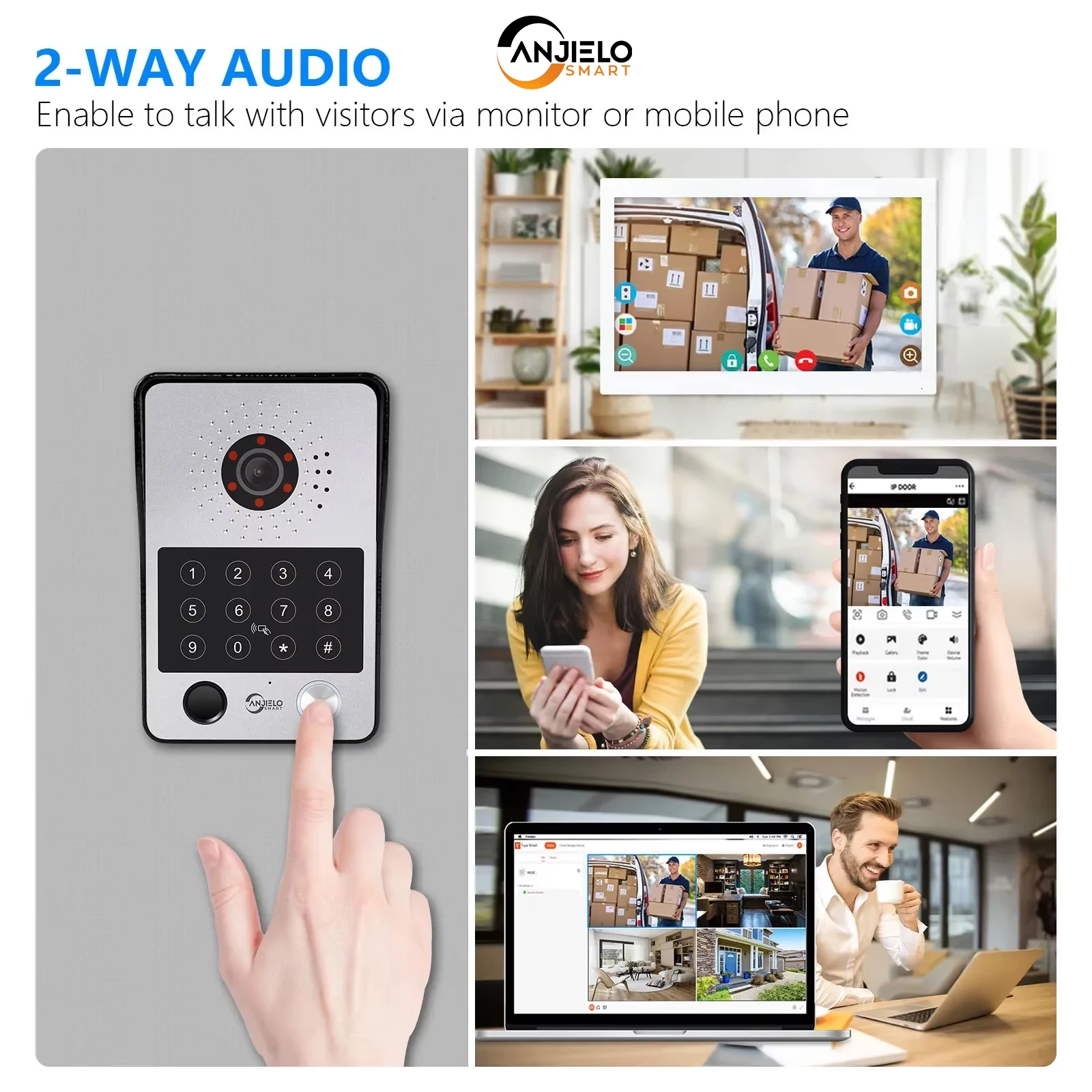 

ANJIELO1080P tuya 7/10-дюймовый сенсорный разблокирующий дверной звонок, видеодомофон, домашний домофон с экраном, домофон для квартиры