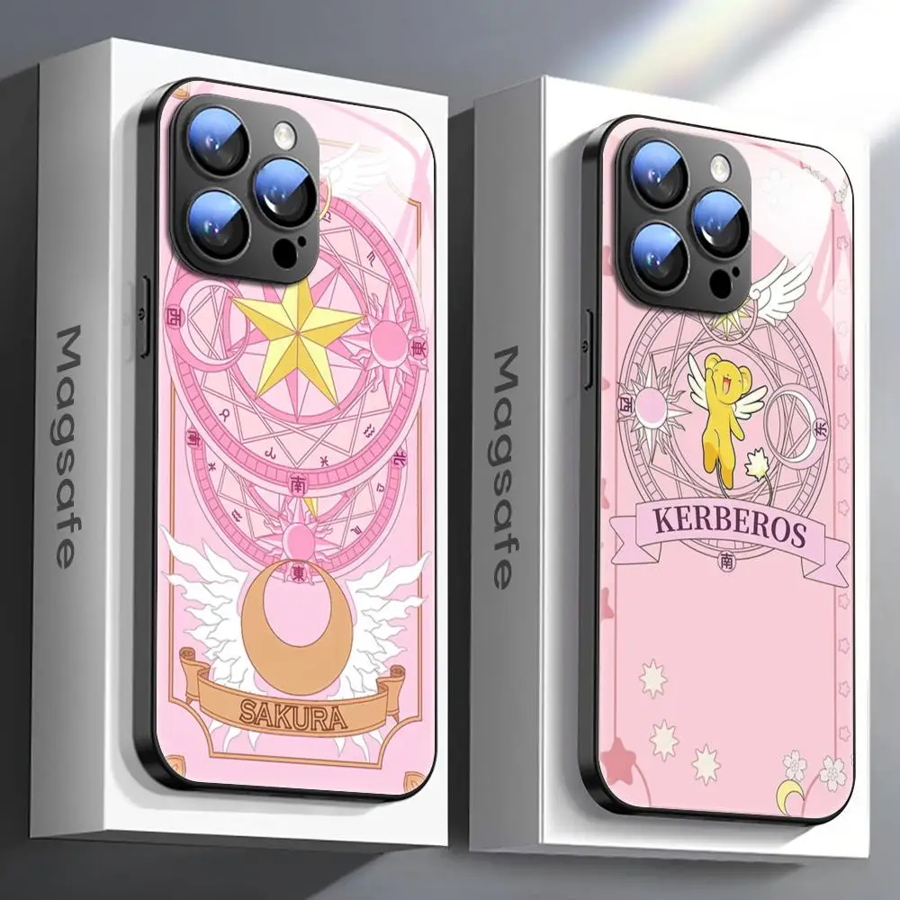 Card Captor Sakura Phone Case For iPhone 16 15 14 13 12 11 X XR XS 8 Plus Mini Pro Max Glass Magnetic Phone Case