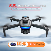 S181 Mini Drone Professional Aerial 8K ESC Dual Cameras GPS Foldable Drone Optical Flow Obstacle Avoidance Brushless RC UAV Toys