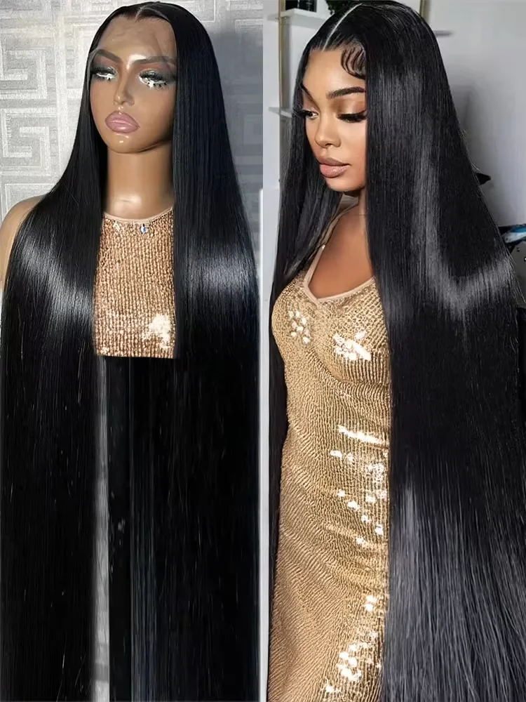 

36 40 Inch 13x4 13x6 HD Transparent Bone Straight Lace Front Wigs 200 Density Brazilian 360 Lace Front Human Hair Wigs For Women