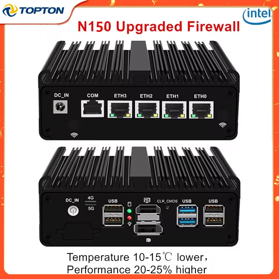 Обновленная версия прибора Firewall Intel N150 J5005 N6210, безвентиляторный мини-компьютер 4xi226-V, 2,5G, твердый ПК Proxmox pfSense OPNsense Обновленная версия прибора Firewall Intel N150 J5005 N6210, безвентиляторный мини-компьютер 4xi226-V, 2,5G, твердый ПК Proxmox pfSense OPNsense