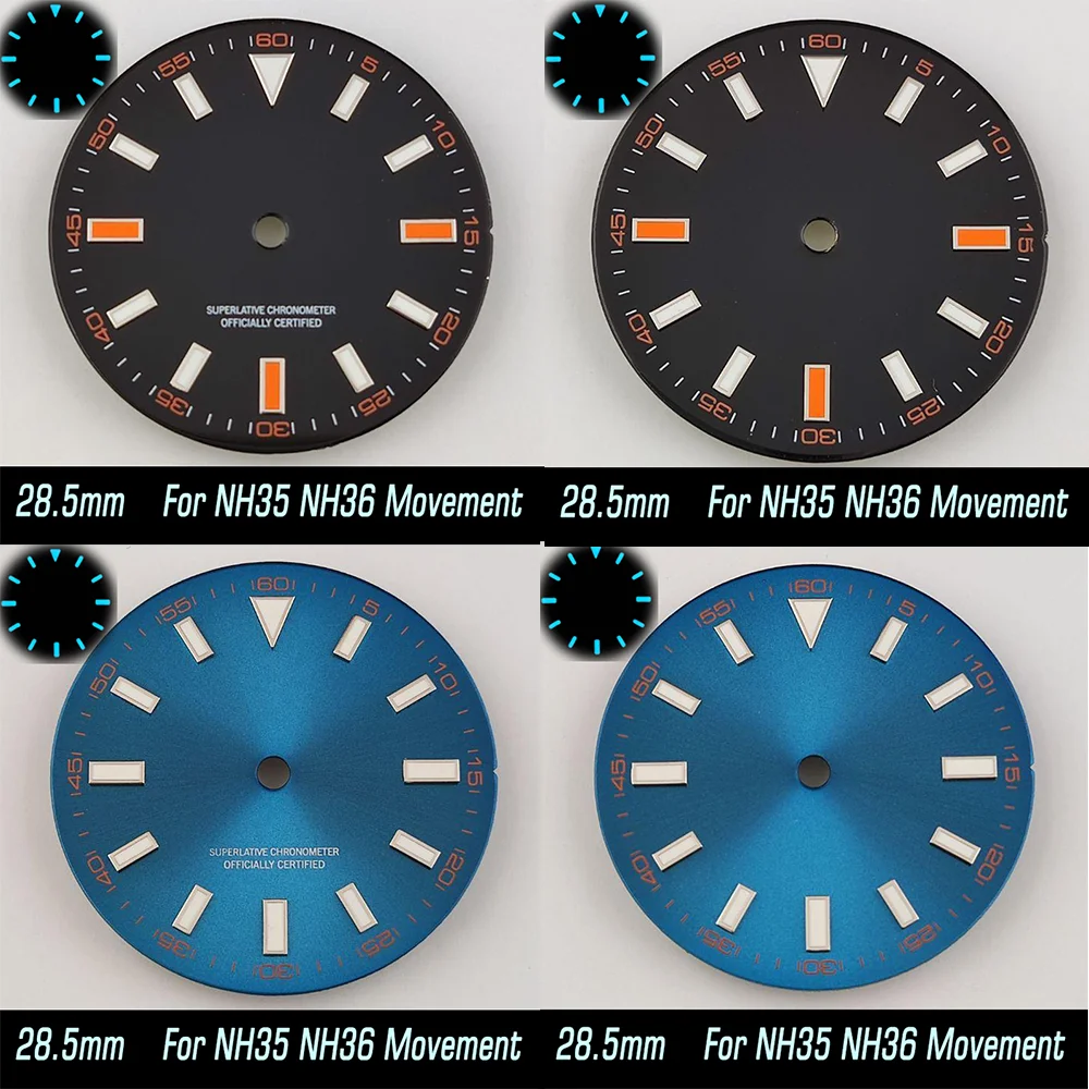 

28.5mm NH35 Watch Dial Luminous Watch Face Fit For NH35 NH36 ETA 2824 2836 Movement Automatic Watch Accessories