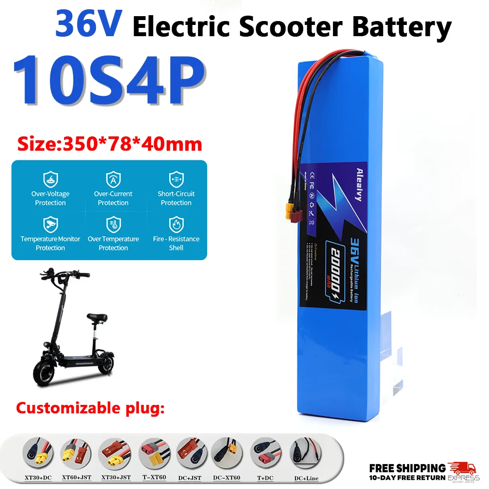 

18650 Lithium Battery Pack 36V 20000mAh Aleaivy 10S4P For M365 Electric Scooter 350W 500W 42V