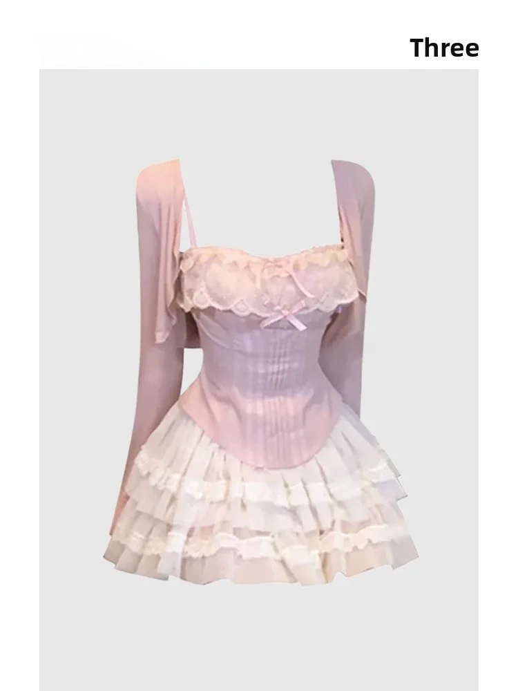 

HEZA летняя милая мягкая пышная юбка, комплект с кружевным ремешком, женская модная корейская юбка больших размеров с высокой талией