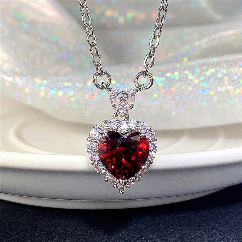 Lover Heart Rhinestone Long Pendant Full Crystal Stainless Steel Necklace & Earrings Elegant Bridal Wedding Jewelry Set