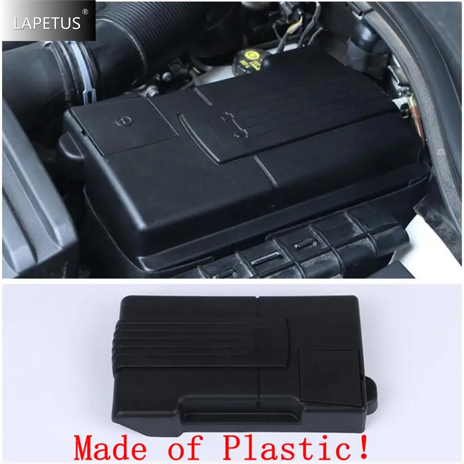 Car Accessories Hood Engine Battery Anode Negative Electrode Protection Molding Cover Kit Fit For Skoda Kodiaq 2017 - 2022 Black