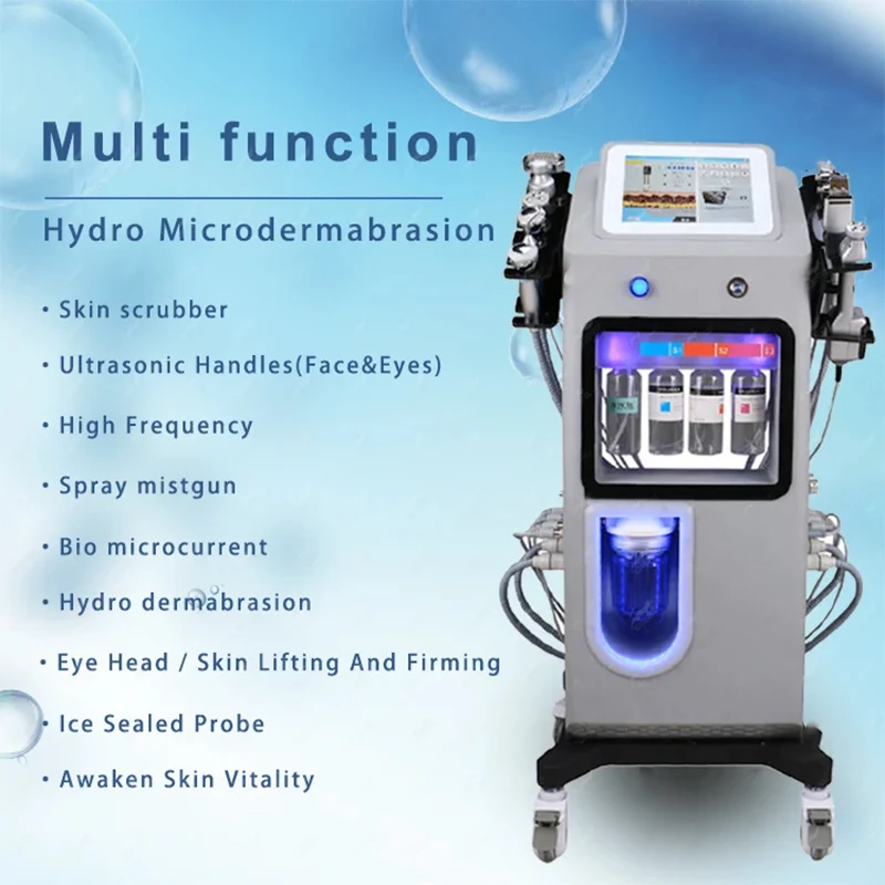 New 12 in 1 Hydradermabrasion Skin Facial Beauty Deep Cleaning Hydrating Oxygen Jet Exfoliating Multi-effect Anti-aging Machine